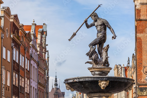 Cuadros en Lienzo Fountain of Neptune - the old town in Gdansk, Poland