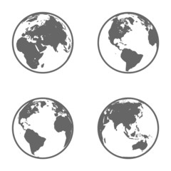 Earth Globe Emblem. Icon Set. Vector