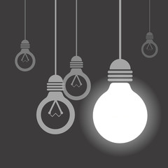 Poster - Hanging light bulbs, One of them is lighting