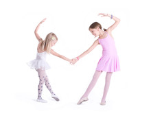 Two Cute Ballerinas Holding Hands.