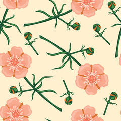 Sticker - Pink flower seamless pattern