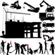 construction objects vector crane  worker  building