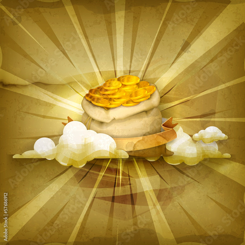 Bag of money, old style background
