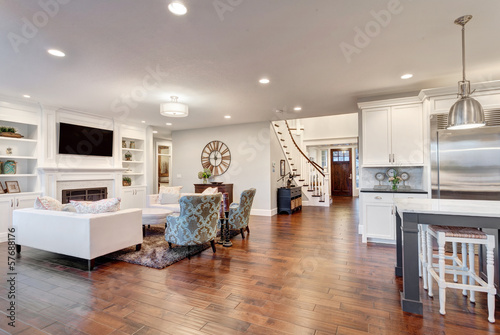 Fotografia, Obraz Beautiful Living Room Panorama in New Luxury Home