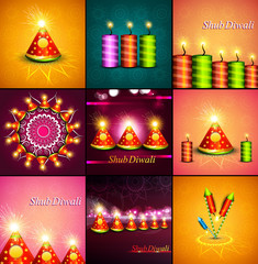 Beautiful decoration Happy Diwali diya shiny festival crackers c