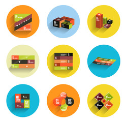 Wall Mural - Infographic inside colorful circles. Flat icon set
