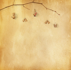 Sticker - christmas decoration hanging over paper background..