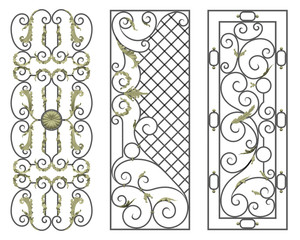 Wall Mural - Iron fences isolated on white background