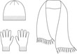 Vector illustration of winter cap, scarf, gloves