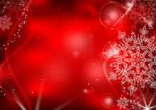 Red Background With Snowflakes.