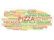 Traditional Italian pizza types. Word cloud concept