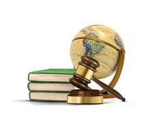 Books Of Law With Gavel And Antique Globe