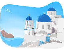 Santorini Church Illustration