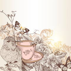 Poster - Floral vector pattern in vintage style