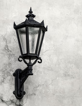 City Lamp Isolated On Black And White Wall