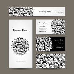 Wall Mural - Business cards collection, people crowd design