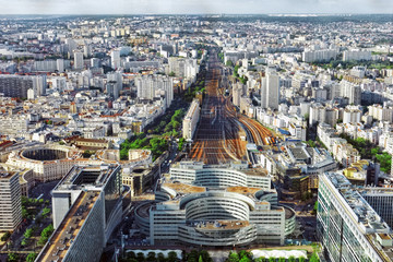Fototapete - Gare Montparnasse(Railway Station)view from Tower Montparnasse.P