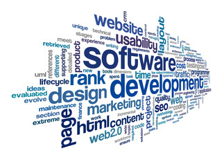 Software development concept in tag cloud