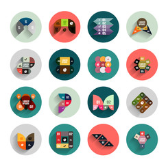 Wall Mural - Infographic inside colorful circles. Flat icon set