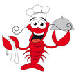 Lobster chef holding a plate - funny vector illustration