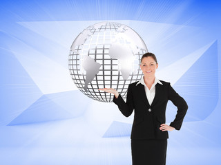 Aufkleber - Composite image of charming woman in suit showing a copy space
