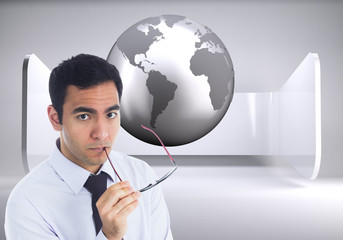 Aufkleber - Composite image of unsmiling businessman holding glasses