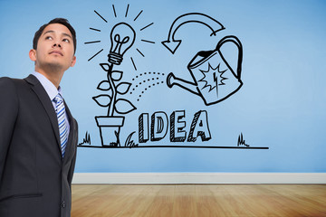 Poster - Composite image of serious asian businessman