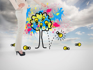 Poster - Composite image of smiling asian businesswoman pointing