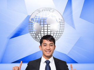 Aufkleber - Composite image of smiling businessman holding