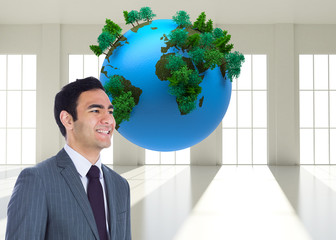 Poster - Composite image of smiling businessman standing