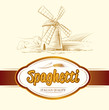 spaghetti. pasta. mill. labels, pack for spaghetti, pasta