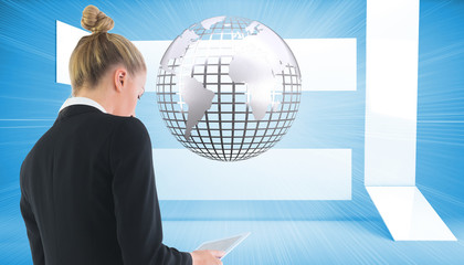 Aufkleber - Composite image of businesswoman holding tablet