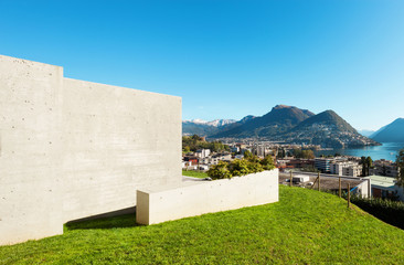 Wall Mural - Beautiful modern house in cement, side view