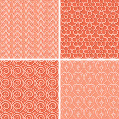 Poster - set of red seamless patterns