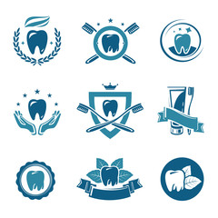 Dental labels and icons set. Vector