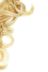 Wall Mural - Curly blond hair close-up isolated on white