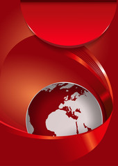 Aufkleber - Vector red abstract brochure background with 3D globe