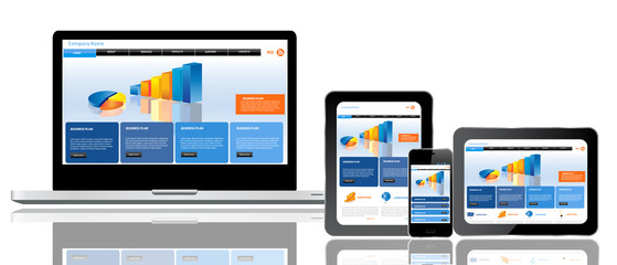 Wall Mural - website template on multiple devices