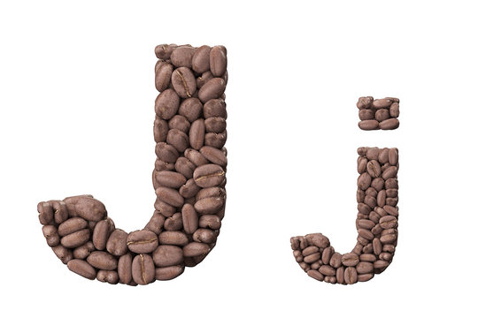 Alphabet from coffee beans. Letter J coffee design