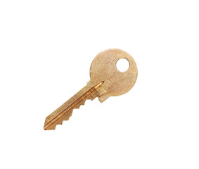 One old key isolated on white