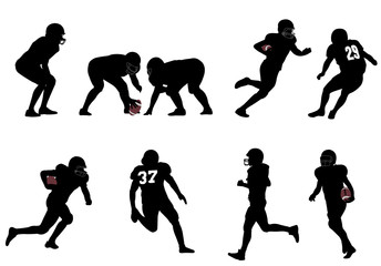 Wall Mural - american football silhouettes - vector