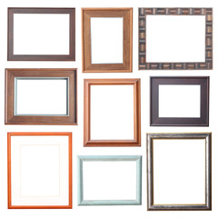 wood frame Collection on white background