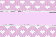 Pink Hearts Torn Background For Your Message Or Invitation