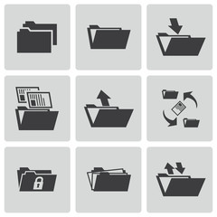 Poster - Vector black folder icons set