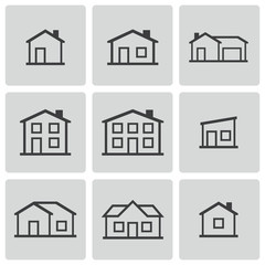 Wall Mural - Vector black houses icons set