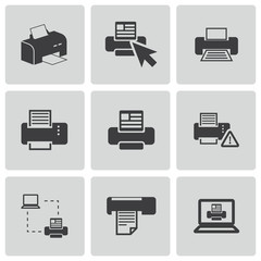 Sticker - Vector balck printer icons set