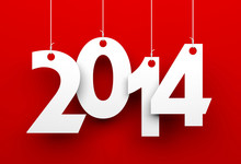 White Tags With 2014 On Red Background