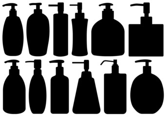 Wall Mural - Set of different liquid soaps