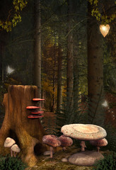 Wall Mural - Enchanted nature series - Enchanted mushrooms place