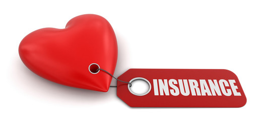 Poster - Heart with label insurance (clipping path included)